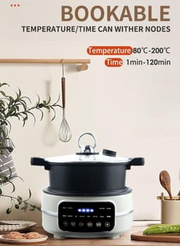 Heteluchtfriteuse - Multicooker - Gezond Koken - 5L Capaciteit - 80-200°C - Wit — thumbnail 5
