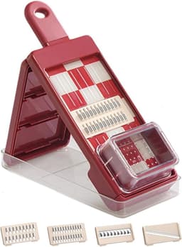 Groente Hakker - Keuken Gadget - Maaltijd Voorbereiding - 4-in-1 Functies - 30x12x6 cm - Rood — thumbnail 1