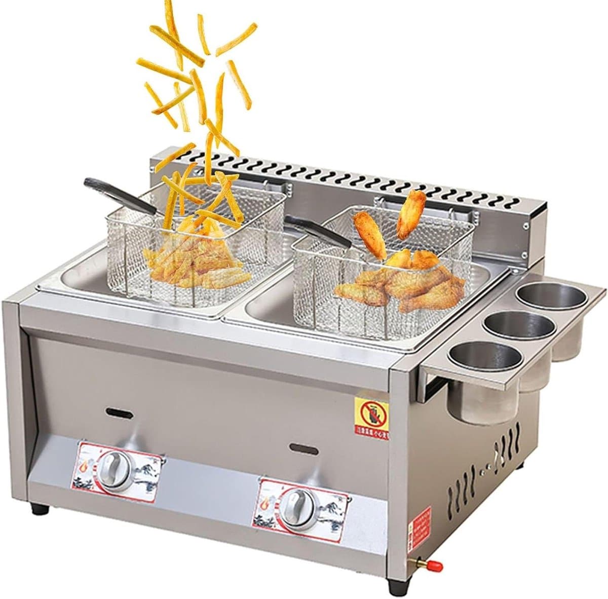 Roestvrijstalen Friteuse - Dubbele Tank - Thuis en Commercieel - Nauwkeurige Temperatuurregeling - Groot Formaat - Aardgas — afbeelding 1