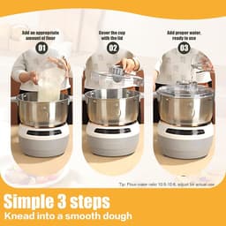 Deegmachine Elektrisch - Deegbereider Mixer - Brood Pizza Maken - Automatisch Kneedt - 5 Liter - Zilver — thumbnail 3