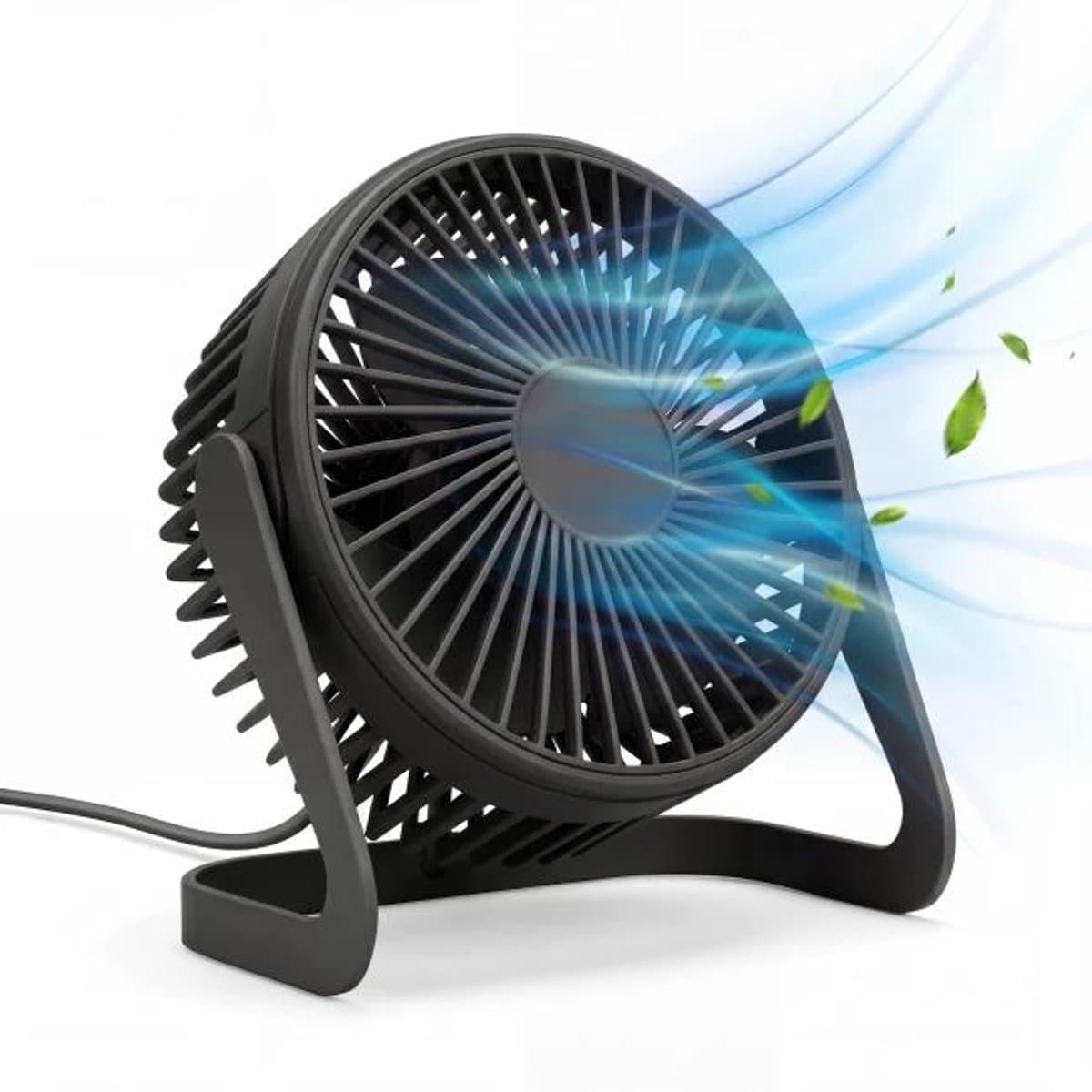 Bureau Ventilator - Zuinige Tafelventilator - Kleine USB Ventilator - Mini Bureauventilator - Kantelbare Statiefventilator - Compacte USB-C Fan - Tafelventilator Geluidloos - Bureau Airco - Desk Fan - Deskventilator - Zwart - Silvergear — afbeelding 1