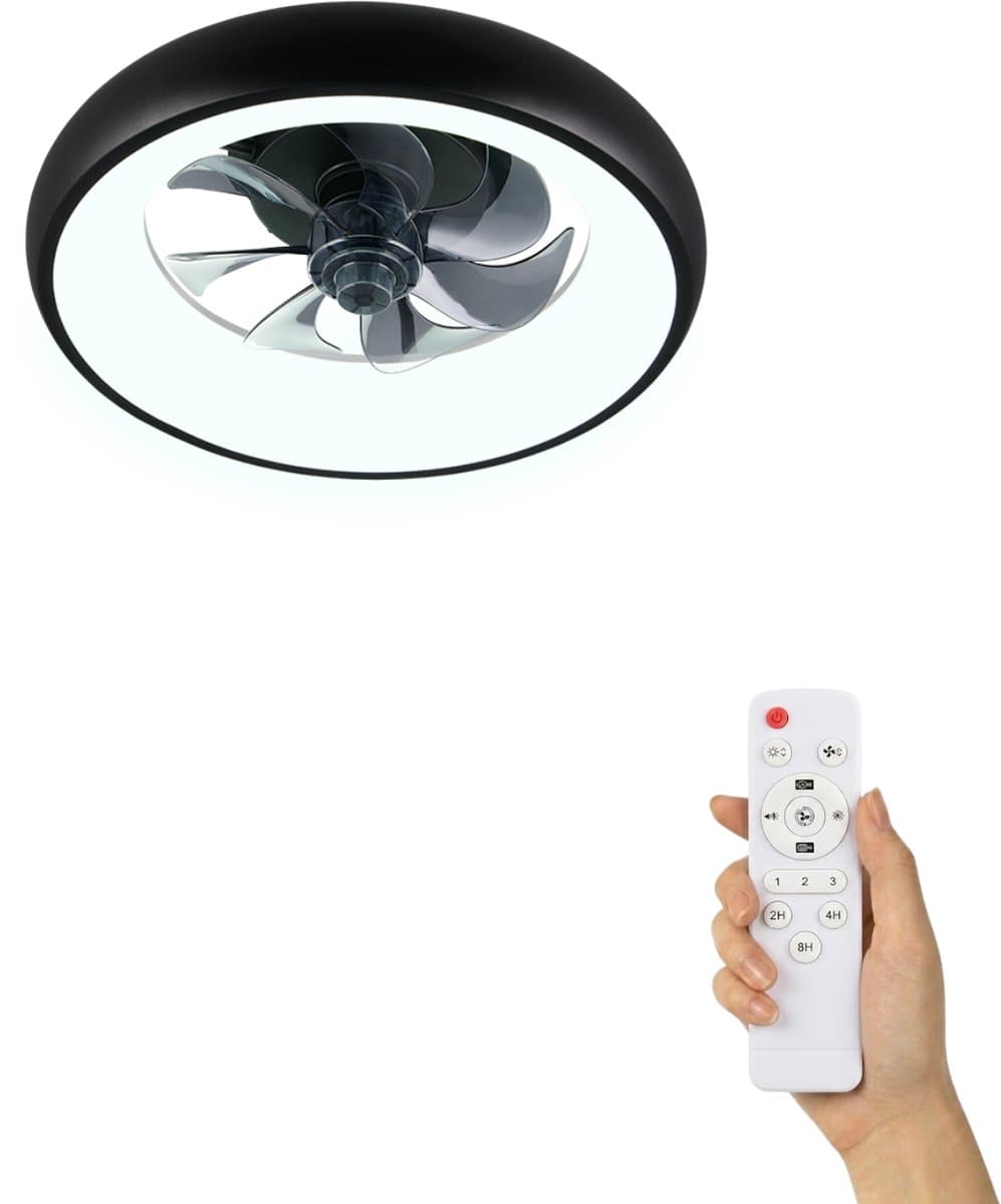 Fantiluxe - Saga - Plafondventilator met verlichting - Zwart - Ø40cm - Afstandsbediening - Met lamp - Plafond ventilator - Slaapkamer — afbeelding 1