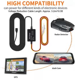 Dailygoody - Dash Cam Hardwire Kit - Mini USB Hard Wire Kit - Laagspanningsbeveiliging - 11Ft Oplader Netsnoer - 12V-28V naar 5V - Geschikt voor Dashc... — thumbnail 4