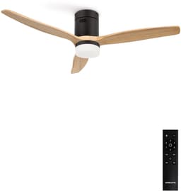 CREATE - Plafondventilator 40W silent Ø132 cm - Met Verlichting drie temperaturen - Met Afstandsbediening - 6 Snelheden - Timer - Zomer/Winter functie - Zwart - WIND CALM — thumbnail 1