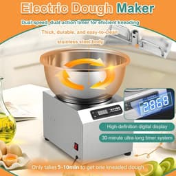 Elektrische Deegmixer - Kneedmachine Keuken - Brood Deeg Maken - Krachtige 2200W Motor - Tot 8kg Deeg - Zilver — thumbnail 4