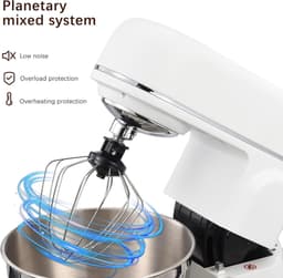 Elektrische Deegmixer - Keukenmachine Mixer - Bakken en Koken - 10 Snelheden - 5 Liter Kom - Wit — thumbnail 5