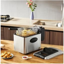 Friteuse 4 Liter - Elektrische Frituurpan - Lekker Frituren - Mechanische Bediening - 4 Liter - Roestvrij staal — thumbnail 2