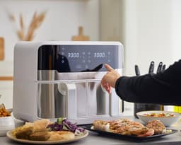 Dubbele Heteluchtfriteuse - Airfryer Duo - Gezond Koken - Twee Lades - 9 Liter - Wit — thumbnail 3