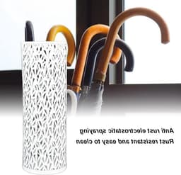 Stijlvolle Vrijstaande Metalen Paraplu Houder met Open Ontwerp voor Thuis, Hotel en Kantoor Decoratie (Wit) — thumbnail 4