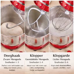 Sello! keukenmachine - krachtige stille motor – deeg kneden – mixer – kloppen – 6 snelheden – 1200 watt – 6 liter – grijs — thumbnail 5