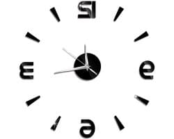 Grote 3D Wandklok Sticker - Zelfklevend Acryl Spiegel Decor voor Modern Thuis en Kantoor, Uniek Design en DIY Muurdecoratie