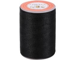 Ronde gewaxte draad voor leren naaien - 85m polyester draad voor leerbewerking, boekbinden en schoenreparatie (Zwart)