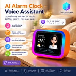 Slimme AI Speaker met RGB Verlichting & Digitale Fotolijst - Slimme wekker-FS Fusion Pack Slimme AI Speaker met RGB Verlichting & Digitale Fotolijst – Draadloze Bluetooth Speaker, Wekker, TFT Display, Spraakbesturing, Smart Alarm Klok & App Cadeau — thumbnail 7