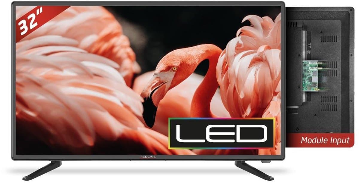 Redline PS-32 32 inch LED Monitor – HD Ready, 1366x768, HDMI, VGA, USB, 10W speakers, geschikt als monitor en tv — afbeelding 1