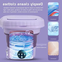 Draagbare Mini Wasmachine met 11L Capaciteit, Vouwbare Wasmachine voor Baby- en Kleine Kleding, Inclusief Droger Functie — thumbnail 2