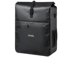 HÜSQ Fietstas | enkele Fietszak van 31 Liter | Sterk en Waterdicht | Laptop Bescherming | Afneembaar | Schouderband | Zwart