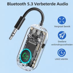 Bluetooth 5.3 AUX Adapter - 3.5mm Audio Ontvanger & Zender - Voor Auto, TV, PC, Koptelefoon - 2 Apparaten Verbinden - 13U Batterijduur — thumbnail 2