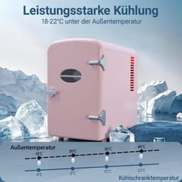 NETTLIFE Mini Koelkasten 4L - 12V/230V Auto Aansluiting - 25dB - Vrijstaand - Geschikt voor dranken cosmetica voedsel - Minikoelkast ideaal - voor in de auto - kamer - camping - kantoor - Roze — thumbnail 6