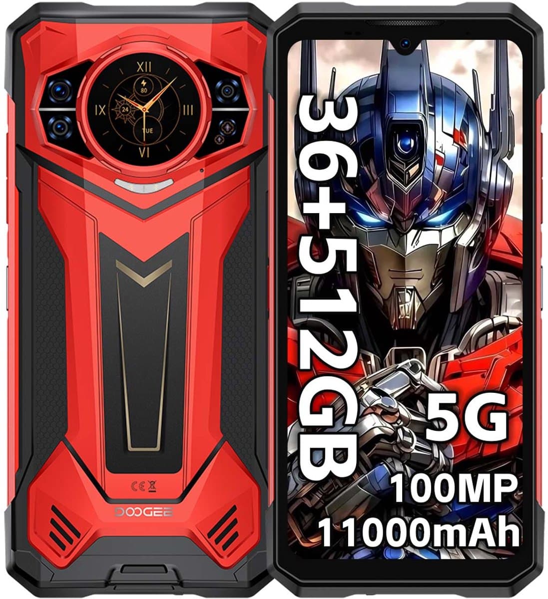 DOOGEE S200 Plus Robuuste Smartphone 5G - 36 GB RAM 512 GB ROM - 11100 mAh 33W - Android 15 Robuuste Telefoon - 6,72 inch+1,32 AMOLED display - GPS,NFC,OTG,Face ID - Rood — afbeelding 1