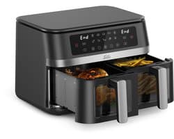 Solis Air Fryer Duo Dubbele Airfryer met 2 Lades - 2200W - Multifunctionele Heteluchtfriteuse - PFAS-vrij - Kijkvenster - 11L - 10 Verschillende Programma's – Zwart