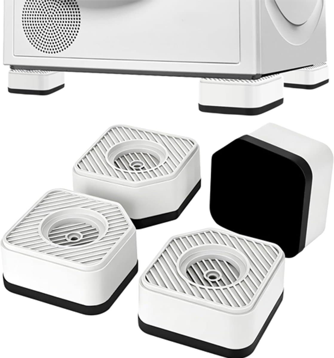 Trillingsdempers wasmachine - Trillingsdempers - Anti-vibration pads - Washing machine pads - Non-slip feet - 4.5cm height - Set of 4 - Kitchen stove riser - Dryer - Fridge - Dishwasher - Noise reduction - Wit — afbeelding 1