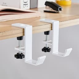 Een verstelbare bureauhaak, een clip om koptelefoons aan te bevestigen en een verstelbare armclip voor damestassen, handtassen en portemonnees. Geschikt voor het opbergen van spullen op het bureau, zoals tassen — thumbnail 2
