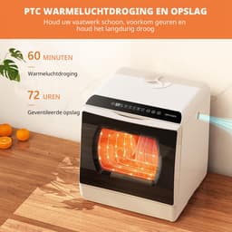 AIRMSEN Mini Vaatwasser - Vrijstaand - Watertank 5L - 5+1 Programma's - 4 Couverts - 42.5 cm - Zwart/Wit — thumbnail 4