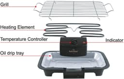 Swiss Haus® TBQ23 Elektrische Barbecue - 38 x 22 cm - 2000W – Tafel BBQ – Regelbare Thermostaat – Vaatwasbestendig Rooster – Anti-Roest Grill – Zwart — thumbnail 2