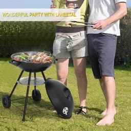ITRONIQ BBQ Houtskool - Barbecue Met Wielen - 41 cm Grill - Draagbare BBQ - Voor Tuin Camping en Balkon - Compact - Zwart — thumbnail 4