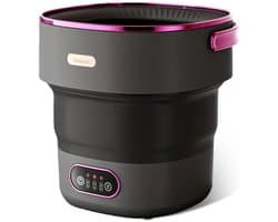 Innovastore Mini-wasmachine - Kleine Wasmachine - Campingwasmachine - Centrifuge - Opvouwbaar - 32 x 32 x 33,5 cm - Zwart/Roze