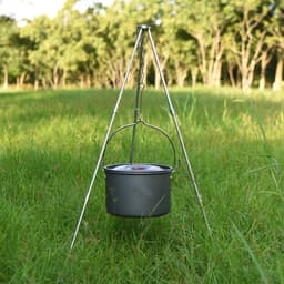 Verstelbare Kookstandaard voor Buiten - Ideaal voor BBQ, Kamperen en Picknicken, Geschikt voor Grillen, Stoven en Drogen van Kleding — thumbnail 5