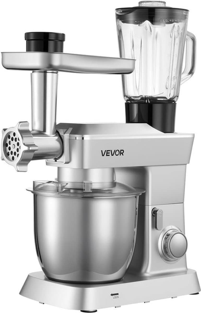 Elektrische Keukenmachine – Foodprocessor – Mixer – Blender – Deegkneder – 1300 W Motor – 4,3 L Roestvrijstalen Mengkom — afbeelding 1