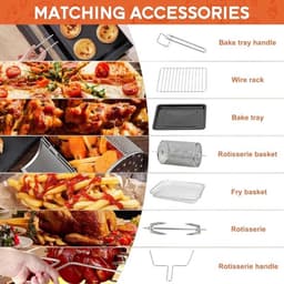 Airfryer Oven - Hetelucht Friteuse - Vrijstaande Oven - Pizzaoven - 36L - 2000W - 10-in-1 Functies - Digitale Timer & Temperatuur - Dubbel Glas - RVS — thumbnail 3
