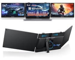 Blackview AceBook 6 - Laptop 15,6" Full HD, AMD Ryzen 5 3500U, 16GB RAM, 512GB SSD, Windows 11, UHD Graphics + DCM5 Draagbare Monitor 14" FHD, Extra Laptopscherm 13-17,3", Ultradun Opvouwbaar, 100W PD, USB-C, Plug & Play, Grijs