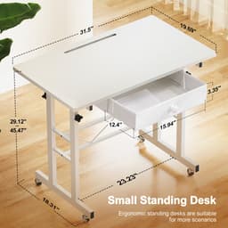 GTPLAYER - Hoogteverstelbaar Bureau - Met Lades en Rollen 80x50 cm - Bruin — thumbnail 2