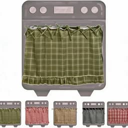 Ovenrokje in rustieke stijl — Met striklussen, hittebestendig en eenvoudig te bevestigen. Keukendecoratie in landhuisstijl; veelzijdige bekleding voor ovens, vaatwassers en wasmachines. Rustiek keukenaccessoire. — thumbnail 2