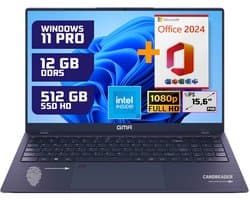 GMR 15.6" Full HD Laptop - Intel N95, 12GB RAM, 512GB SSD, Windows 11 Pro & Office 2024 - Ideaal voor Thuisgebruik, Kantoor & Studie