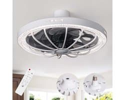 13 Inch Fitting Plafondventilator met Afstandsbediening - Dimbaar LED Licht - 3 Kleurtemperaturen 3000K-6500K - 3 Snelheden - Wit - Geschikt voor Slaapkamer, Keuken en Woonkamer — afbeelding 1