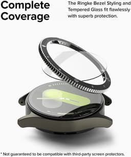 Ringke Bezel Styling + Tempered Glass Geschikt voor Samsung Galaxy Watch 7 40MM - RVS Watch Cover + Screen Protector - 40-99 Zwart — thumbnail 5