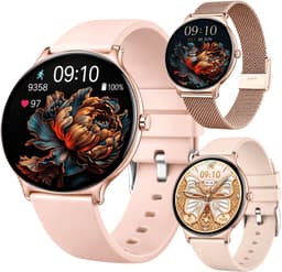 Smartwatch Dames - Bluetooth Bellen - 1.43'' AMOLED Ultra Clear Display - Ultradun Design - Hartslag, Slaap & SpO2 Monitor - Geschikt voor iPhone, Samsung & Android - 100+ Sportmodi - IP65 Spatwaterdicht – 2 Bandjes — thumbnail 4