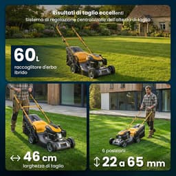 Benzine Grasmaaier - Duwmaaier Gazon - Gazon Onderhoud - Opvouwbare Handgreep - 46 cm Maaibreedte - Geel — thumbnail 5