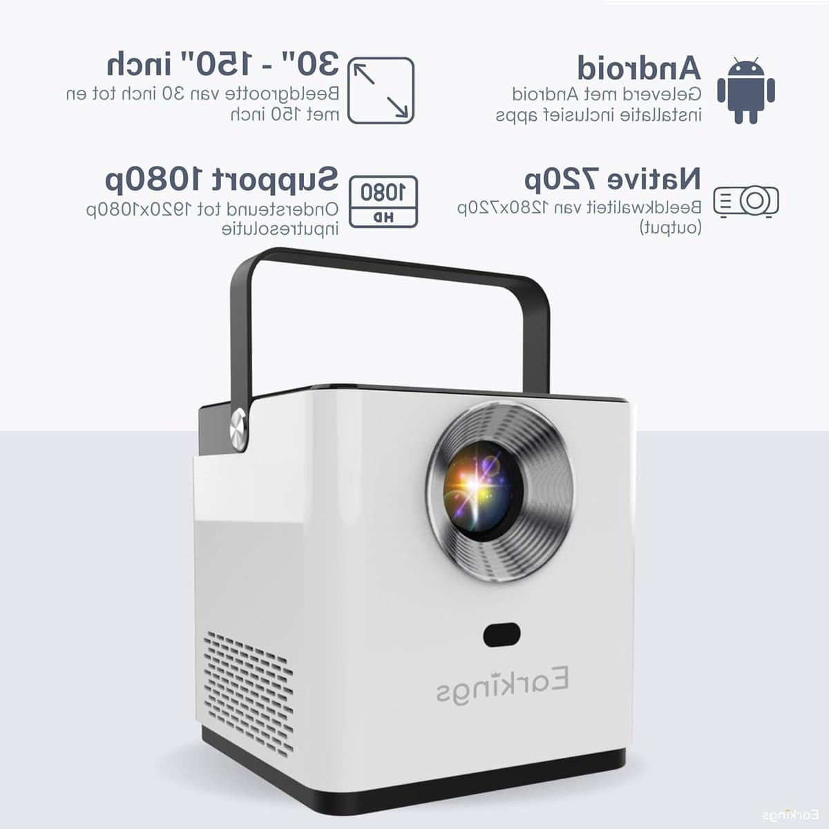 Beamer Projector - Mini Beamer - Thuisbioscoop Creëren - Android Apps Ingebouwd - 1280x720p Resolutie - Wit — afbeelding 1