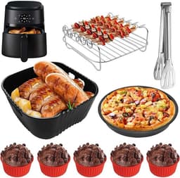 9-delige Airfryer Accessoireset - Siliconen Vormen & Grillrooster — thumbnail 1