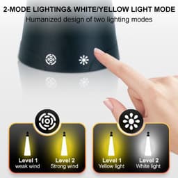 Vliegenventilator met LED - Muggenverjager - Buitenactiviteiten - USB Oplaadbaar - 26 cm hoog - Zwart — thumbnail 1