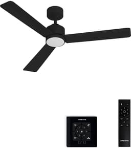 CREATE - Stille plafondventilator 40W met licht - Zwart - Ø132cm - Controller voor wandmontage + afstandsbediening - WIND MODERN — thumbnail 1
