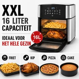 Airfryer Oven – 16Liter – Heteluchtfriteuse – 1800W – 8 Programma’s – PFAS-vrij – Inclusief Accessoires – zilver – Royal Swiss® — thumbnail 4