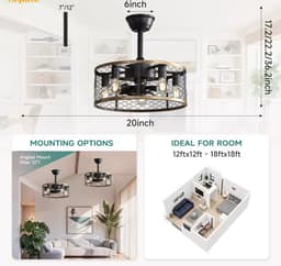Equivera Plafonniere met Ventilator - Plafondventilator - Plafondventilator Afstandsbediening - Plafondventilator Slaapkamer - Plafond Ventilator met Verlichting - Plafondlamp - Plafonniere - Ideaal voor in uw slaapkamer! — thumbnail 5