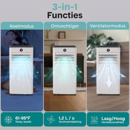 Mobiele Airco - Verkoeler Ventilator - Ruimte Koelen - Met WiFi Besturing - 9000 BTU - Grijs — thumbnail 5