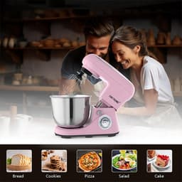 Keukenmachine - Mixer - Bakken en Koken - 6 Snelheden - 5L Kom - Beige — thumbnail 3