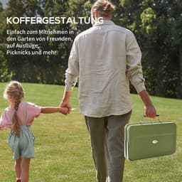 Kofferbarbecue, mini-houtskoolbarbecue, opvouwbaar, met houtskoolbak en asopvangbak, metalen behuizing, groen — thumbnail 5